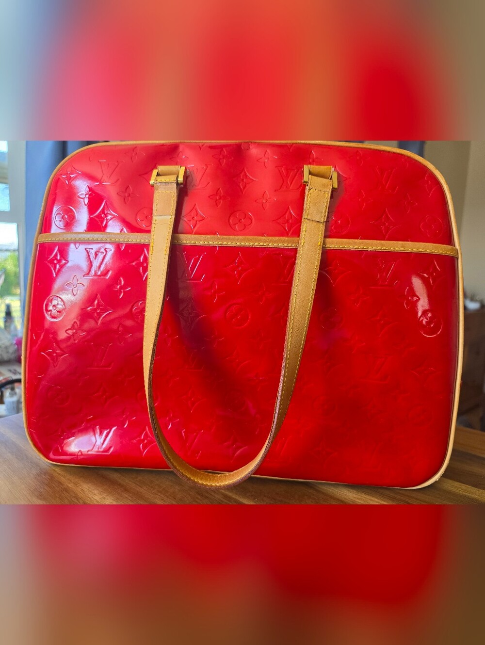 Louis Vuitton Sutton Monogram Vernis Patent Leather Red Zip Shoulder Bag - Picture 7 of 17